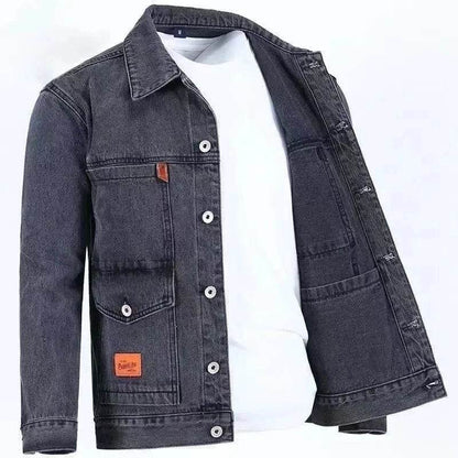 Buy Center Men's Solid Color Denim Jacket - Casual Loose Fit, Large Size - Buy Center UK