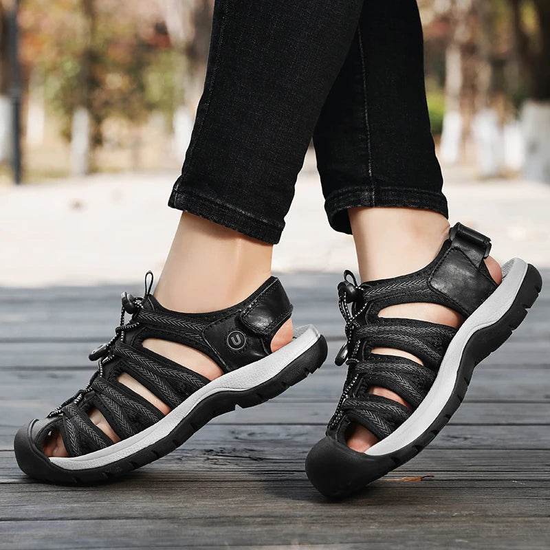 SENLONGBAO Women's Summer Leather Sandals - Comfortable Gladiator Design - Buy Center UK