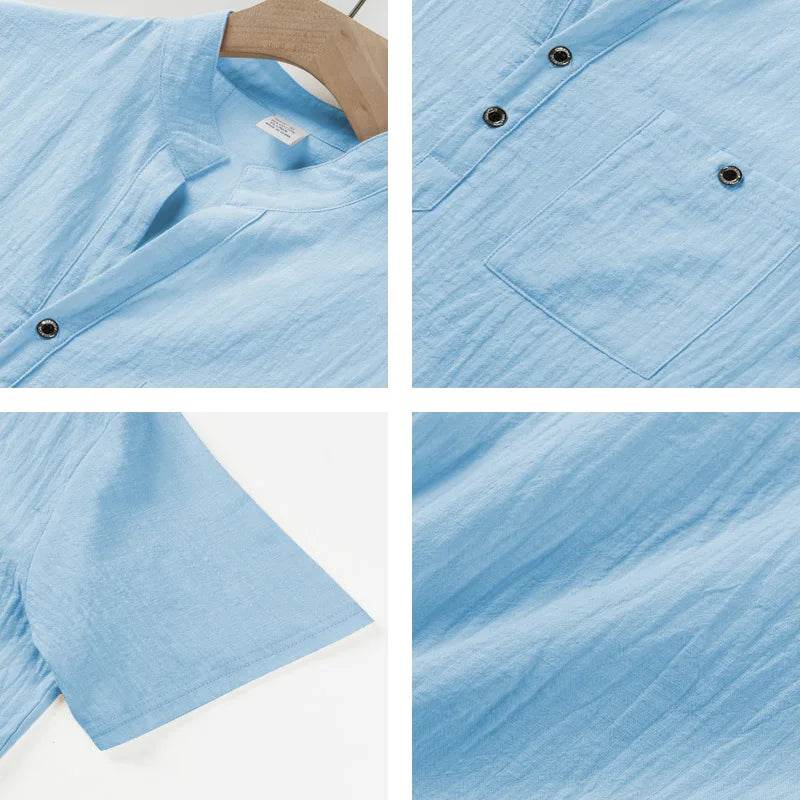 Buy Center Men's Stand Up Collar T-Shirt - Breathable Cotton Polo - Buy Center UK