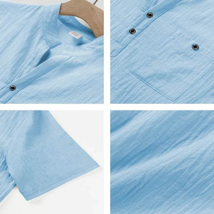 Buy Center Men's Stand Up Collar T-Shirt - Breathable Cotton Polo - Buy Center UK