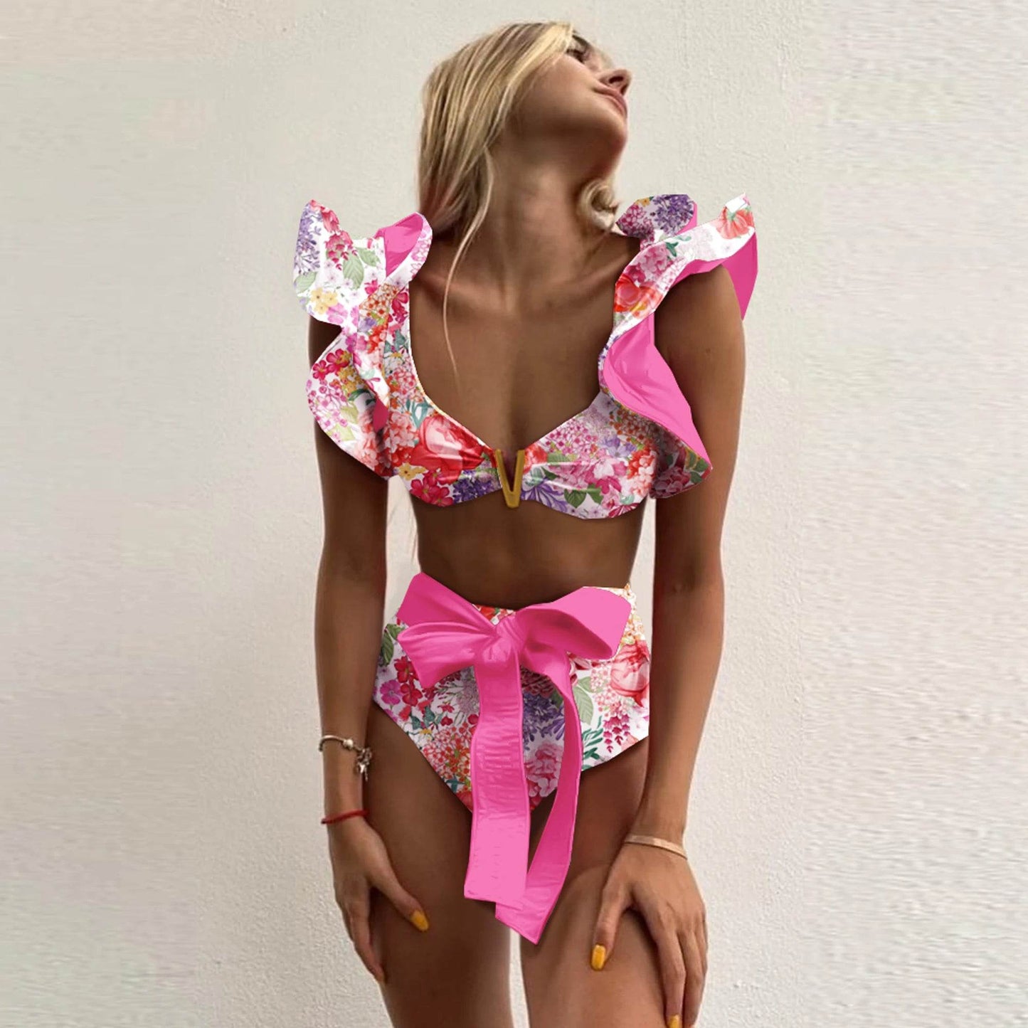Buy Center 2025 Print High Waist Bikini - Push Up, Backless Design - Buy Center UK