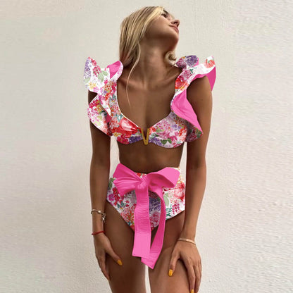 Buy Center 2025 Print High Waist Bikini - Push Up, Backless Design - Buy Center UK