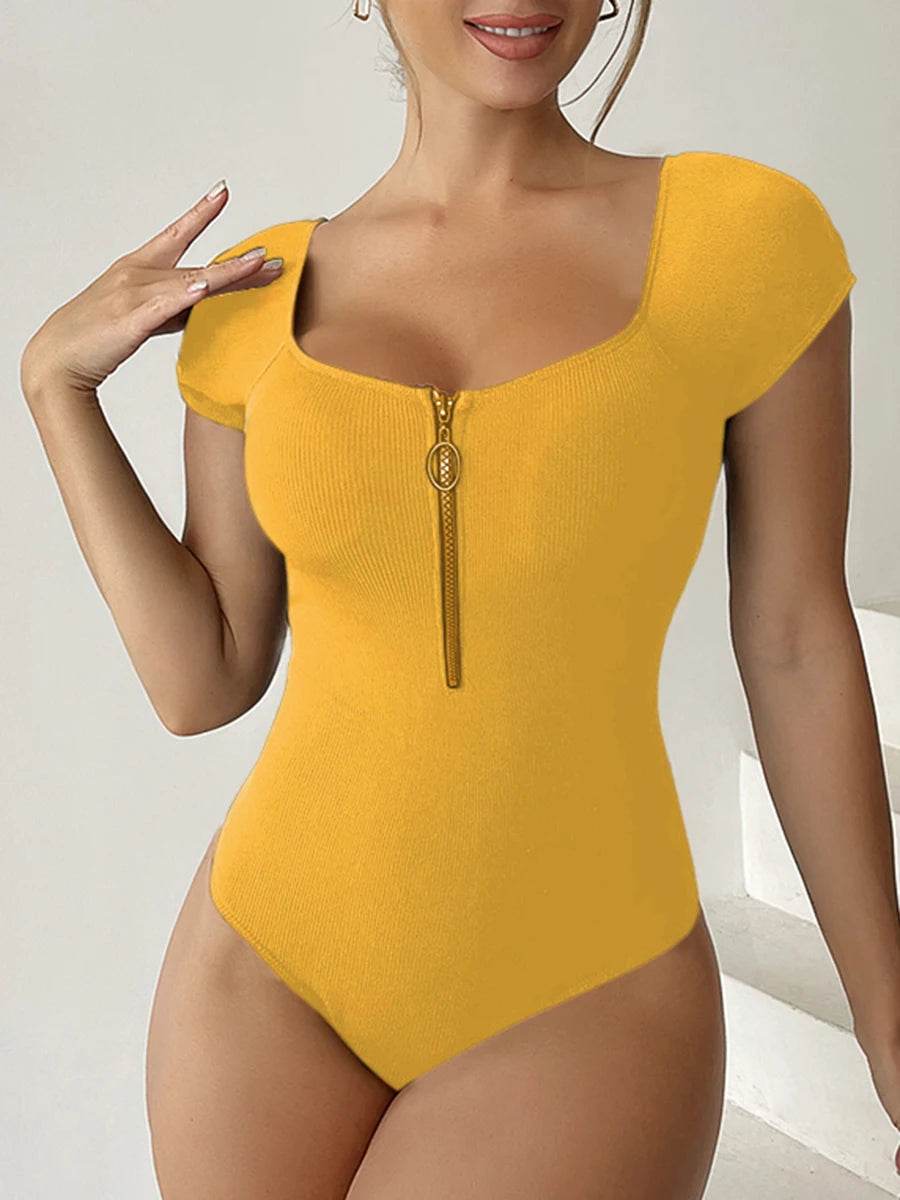 Buy Center Women's Short Sleeve Swimsuit - Zipper One Piece Bathing Suit - Buy Center UK