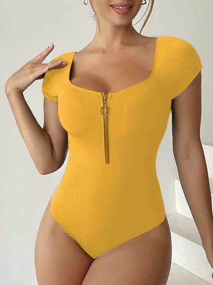 Buy Center Women's Short Sleeve Swimsuit - Zipper One Piece Bathing Suit - Buy Center UK
