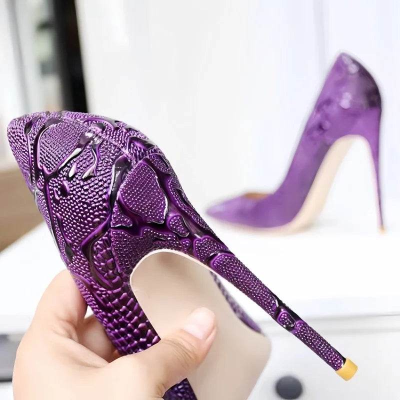 Buy Center Purple Pointy Toe High Heel Shoes - Slip-On Stiletto Pumps - Buy Center UK