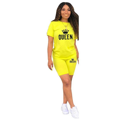 Summer Women's Queen Printing Tracksuit Set - T-Shirt & Shorts - Buy Center UK