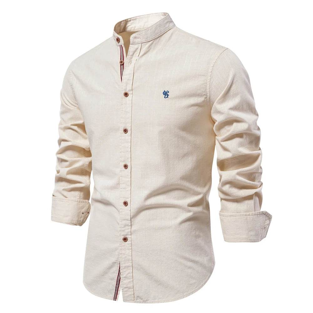 AIOPESON 100% Cotton Long Sleeve Shirt for Men - Casual Elegance - Buy Center UK
