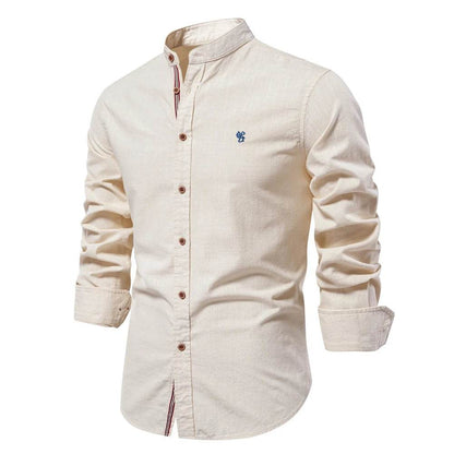AIOPESON 100% Cotton Long Sleeve Shirt for Men - Casual Elegance - Buy Center UK