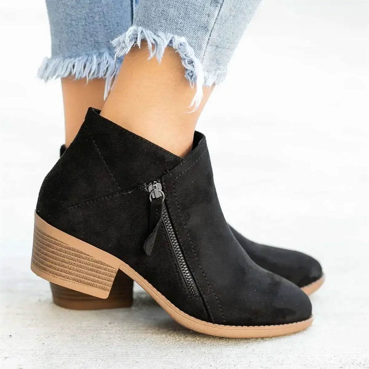 Buy Center Women's Ankle Boots - Stylish Side Zipper, Platform Heel - Buy Center UK