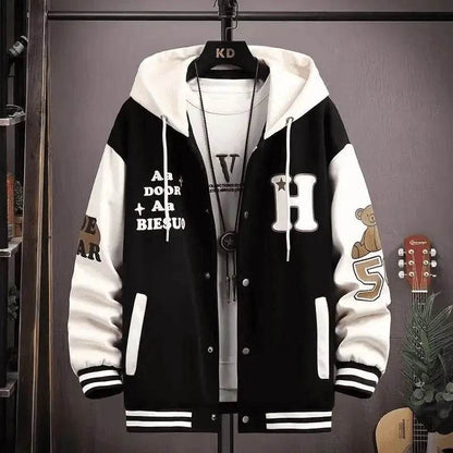 Buy Center Trendy Letter Print Hooded Jacket - Loose Fit Cardigan - Buy Center UK