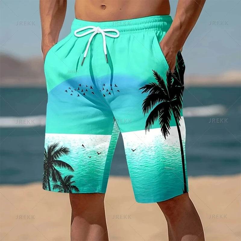 Buy Center Summer Hawaiian Beach Shorts - 3D Palm Tree Graphics - Buy Center UK