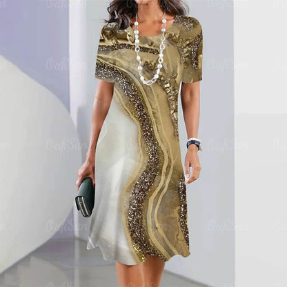 2024 Women's Plus Size Midi Dress - Elegant Graphic Print & Comfort - Buy Center UK