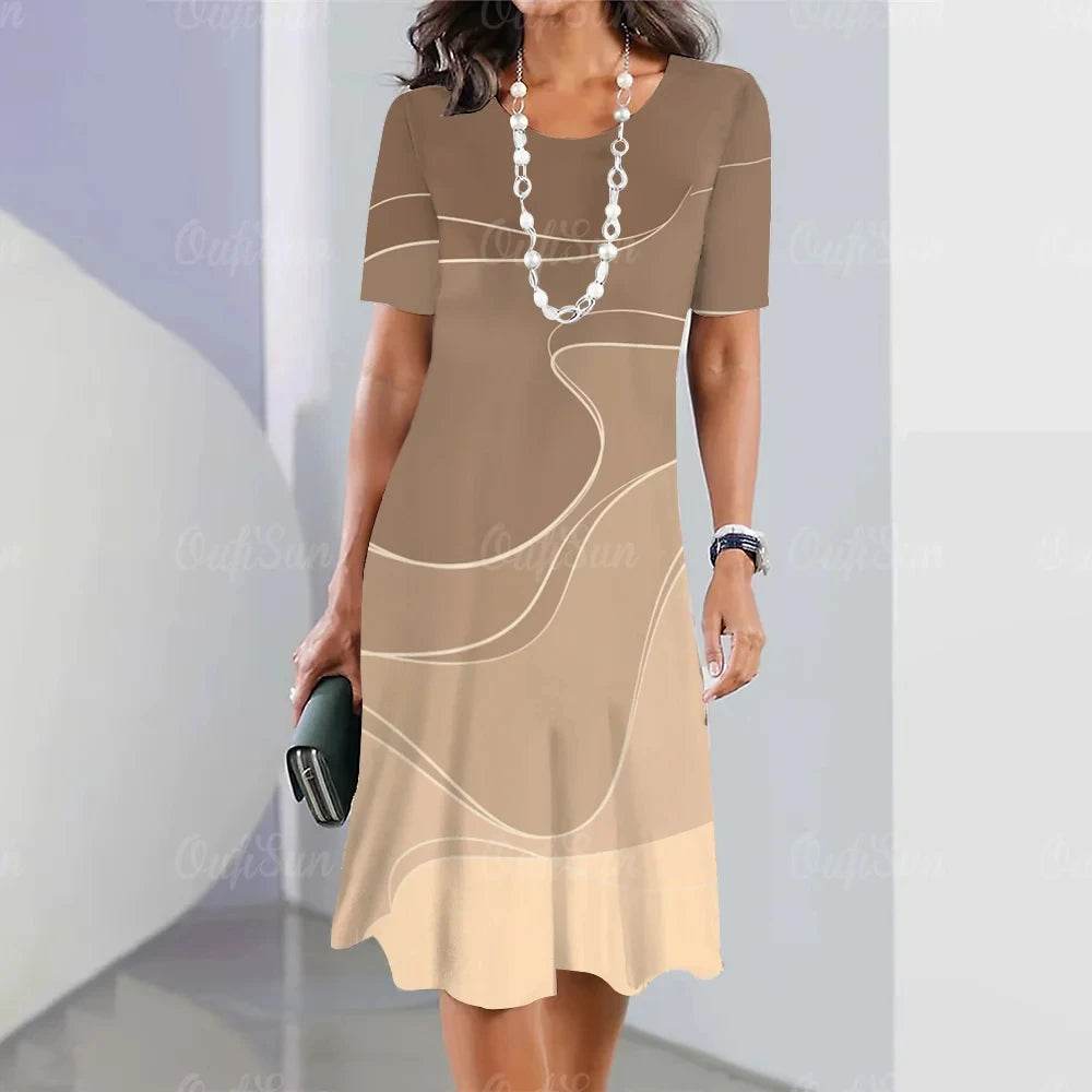 2024 Vintage Women's Striped Dress - Casual Short Sleeve Elegance - Buy Center UK