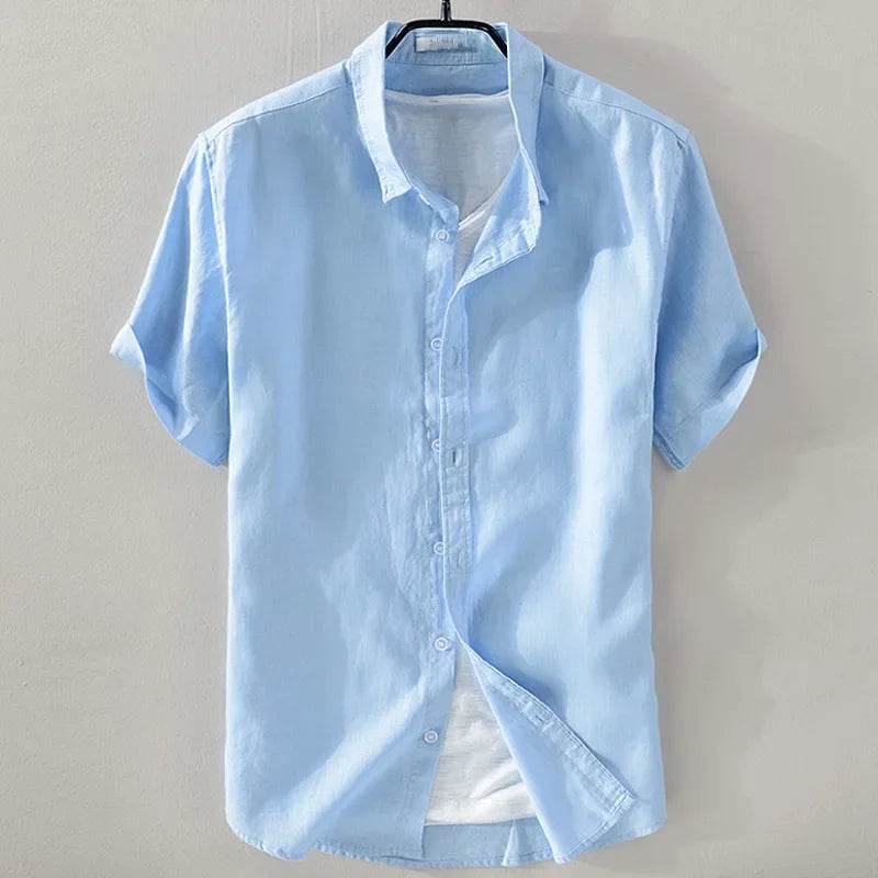 Buy Center Men's Casual Linen Short Sleeve Shirt - Breathable Summer Wear - Buy Center UK
