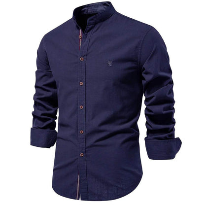 AIOPESON 100% Cotton Long Sleeve Shirt for Men - Casual Elegance - Buy Center UK