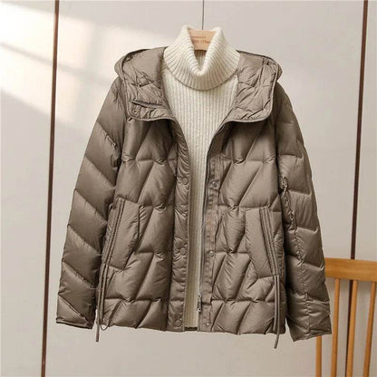 Buy Center Women's Lightweight Down Jacket - Stylish Hooded Puffer Coat - Buy Center UK