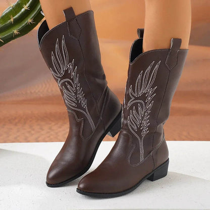 Women's Autumn Winter Slip-On Knight Boots - Thick Sole & Pointed Toe - Buy Center UK