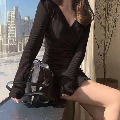 Buy Center 2024 V Neck Polyester Dress - Loose Fit, Long Sleeve Style - Buy Center UK