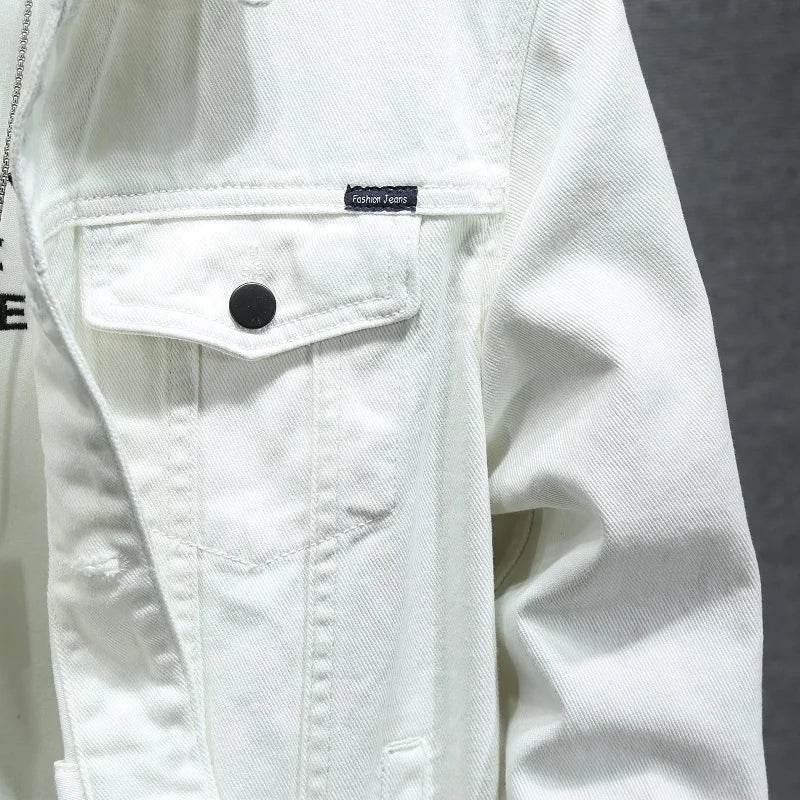 2024 Men’s Solid Lapel Denim Jacket - Slim Fit Casual Outerwear - Buy Center UK