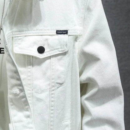 2024 Men’s Solid Lapel Denim Jacket - Slim Fit Casual Outerwear - Buy Center UK