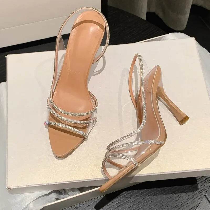 Women’s Rhinestone Slingback Pumps - Elegant High Heels for Summer - Buy Center UK