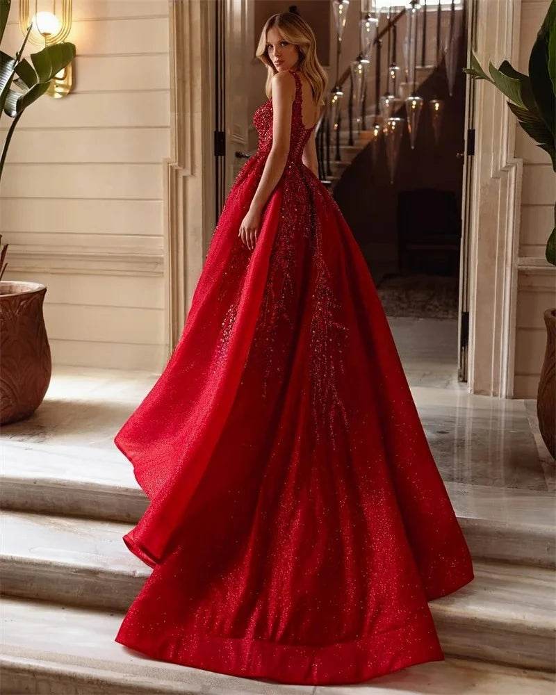 Luxury A-Line Red Prom Dress - Backless Sweetheart with Side Split - Buy Center UK