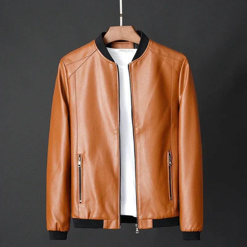 Buy Center Men's Black Biker PU Leather Jacket - Trendy Slim Fit - Buy Center UK