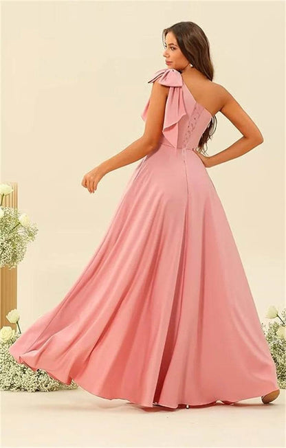 Buy Center Customized Satin A-Line One Shoulder Bridesmaid Dress - Buy Center UK