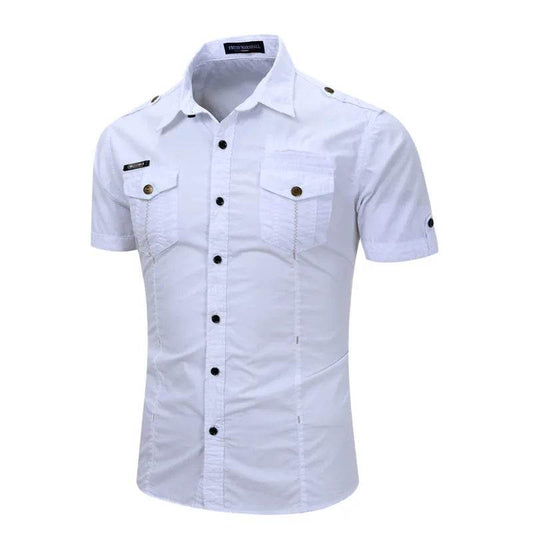 Plus Size 100% Cotton Cargo Shirt - Multi-Pocket Casual Style - Buy Center UK