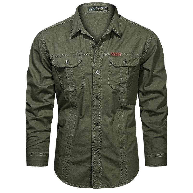 2024 Spring Men's Cotton Cargo Shirt - Long Sleeve Multi-Pocket - Buy Center UK