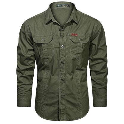 2024 Spring Men's Cotton Cargo Shirt - Long Sleeve Multi-Pocket - Buy Center UK