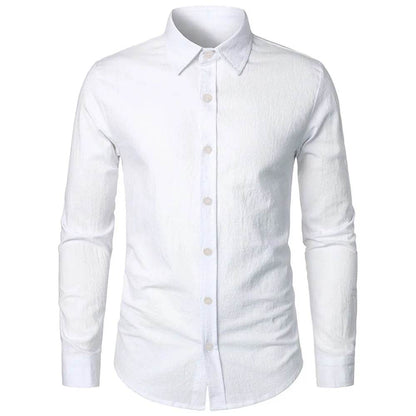 Buy Center Cotton Linen Shirt - Slim Fit Long Sleeve for Men - Buy Center UK