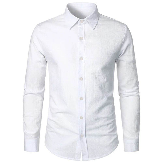Buy Center Cotton Linen Shirt - Slim Fit Long Sleeve for Men - Buy Center UK