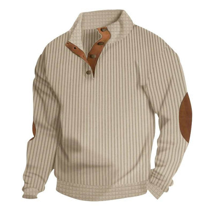 Buy Center Men's Casual Polo Sweater - Vertical Stripe Jacquard Design - Buy Center UK
