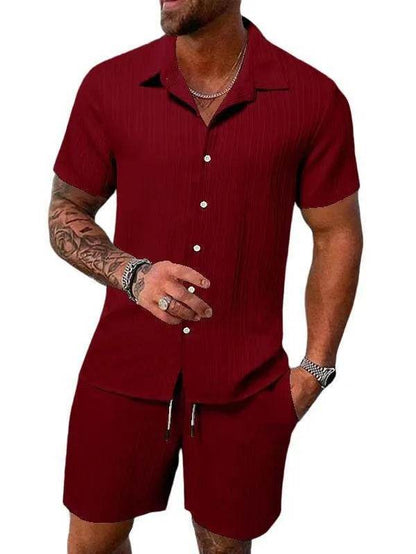 Buy Center Men's Polo Sports Suit - Casual Drawstring Shorts Set - Buy Center UK