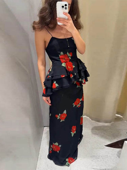 Buy Center Elegant Ruffle Top Skirt Set - Chic Floral Print Dress - Buy Center UK