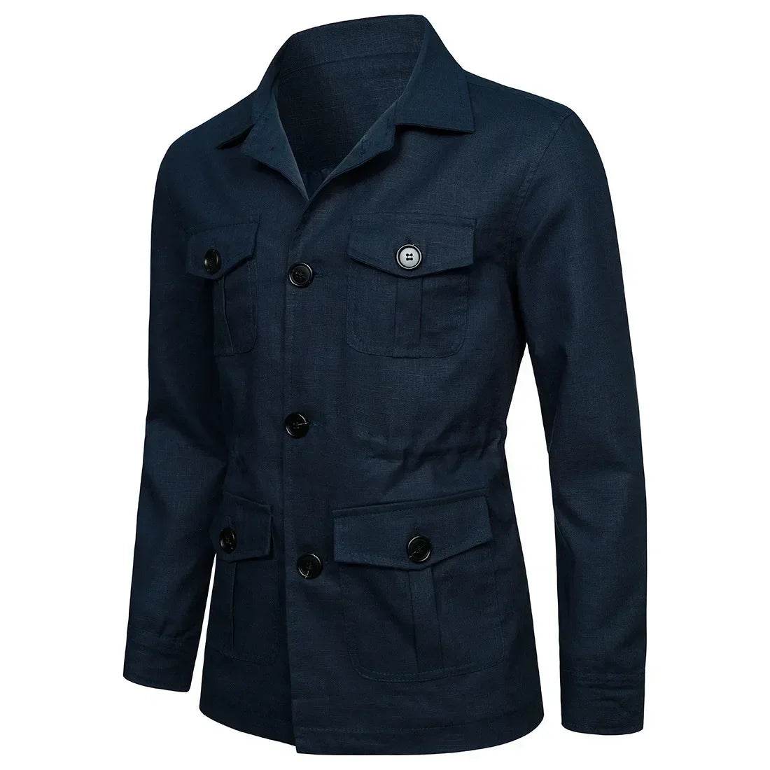 Buy Center Men's Casual Splice Jacket - Turn Down Collar, Slim Fit - Buy Center UK