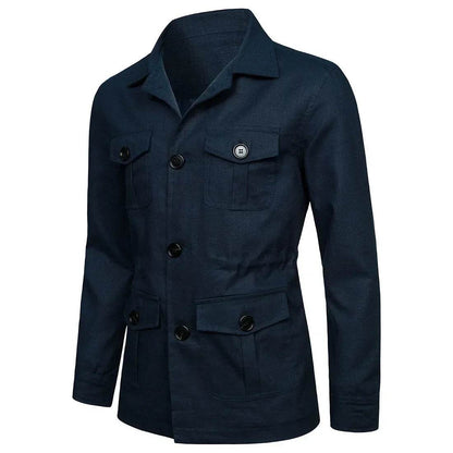 Buy Center Men's Casual Splice Jacket - Turn Down Collar, Slim Fit - Buy Center UK