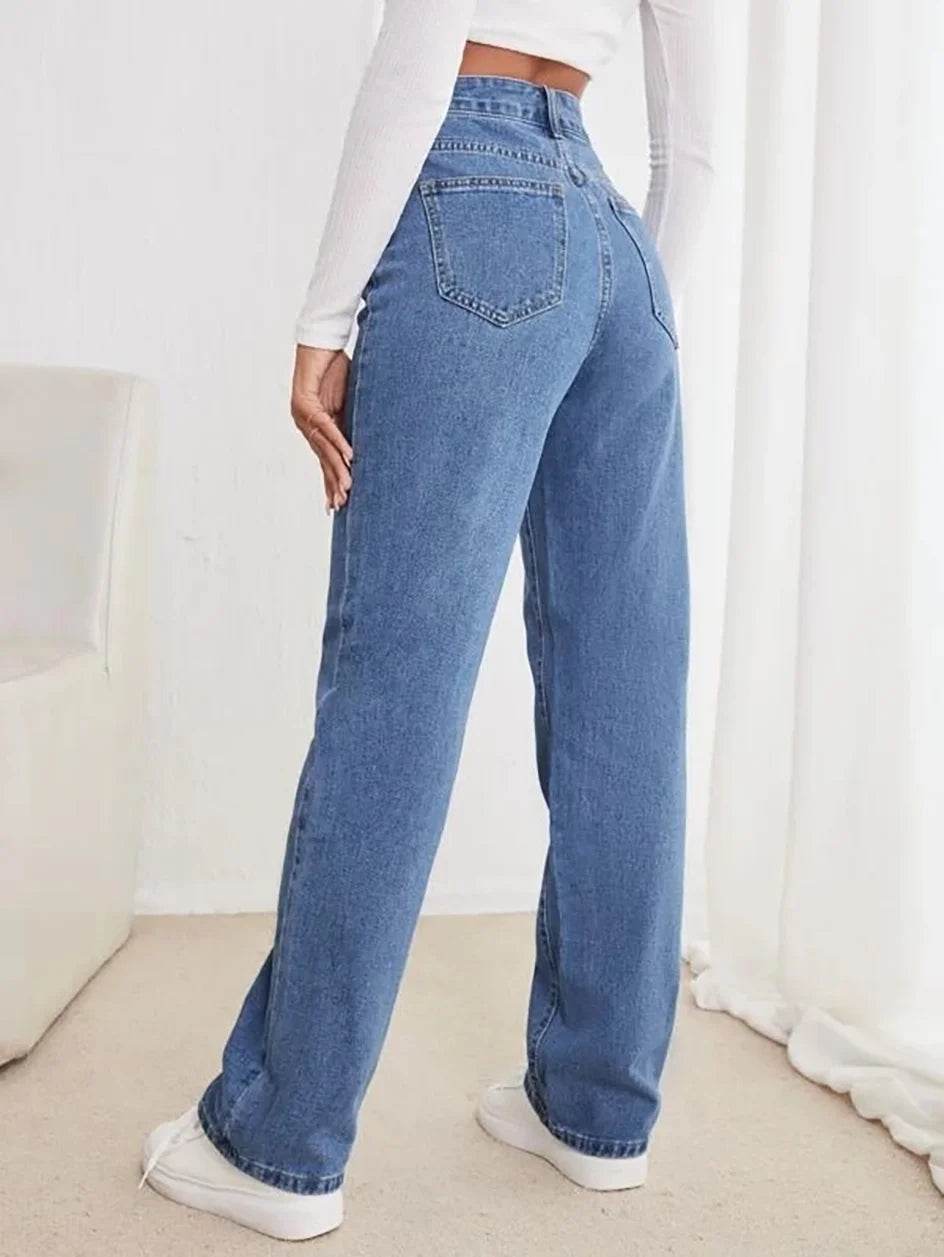 Buy Center Women's Loose Slimming Jeans - High Waist Straight Pants - Buy Center UK