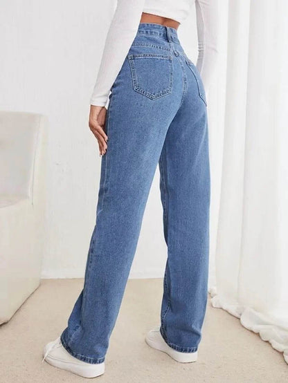 Buy Center Women's Loose Slimming Jeans - High Waist Straight Pants - Buy Center UK