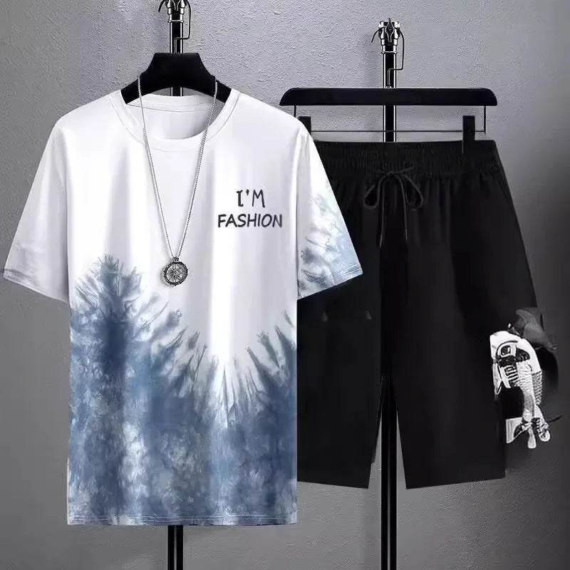 Buy Center Quick Dry Ice Silk Gradient Men's 2-Piece Set for Summer - Buy Center UK