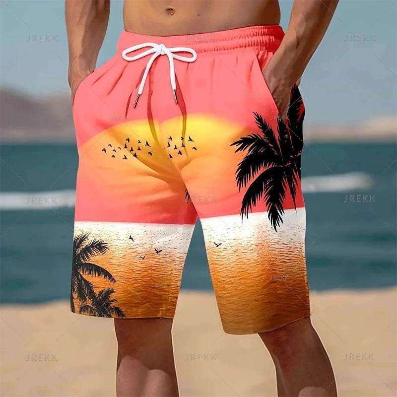 Buy Center Summer Hawaiian Beach Shorts - 3D Palm Tree Graphics - Buy Center UK