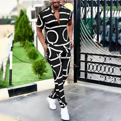 2024 Summer Fashion Men's Set - Stripe Shirt & Pants Outfit S-3XL - Buy Center UK