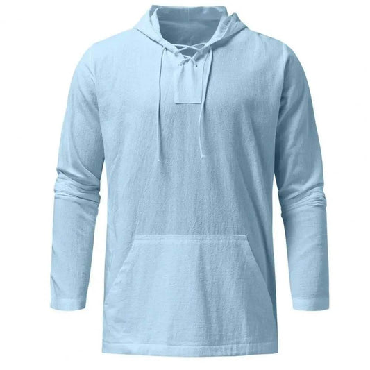 Buy Center Men's Hooded Pullover - Lightweight Cotton Linen Shirt - Buy Center UK