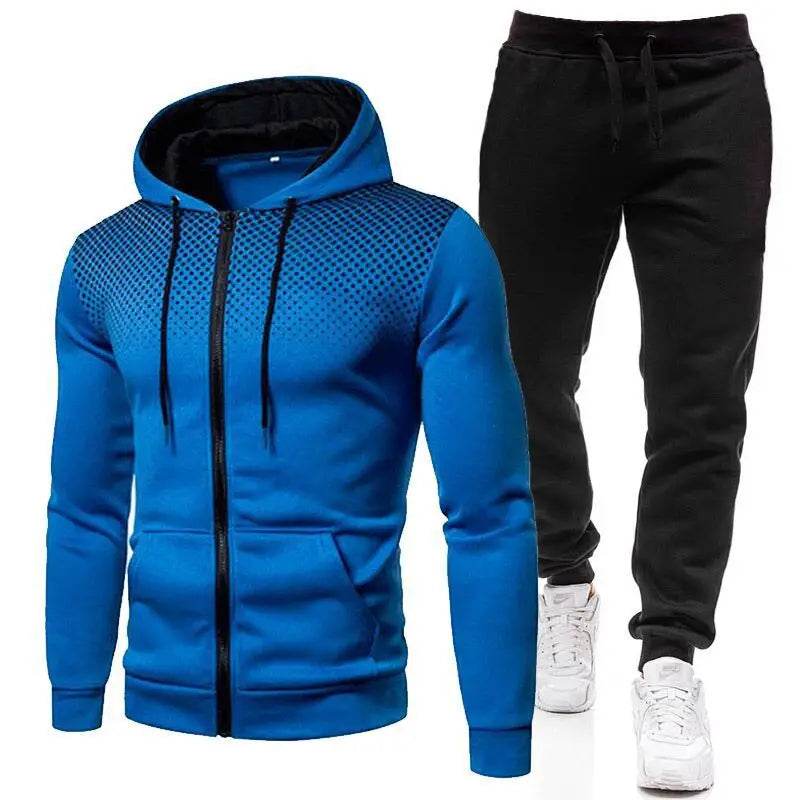 Buy Center Fashion Print Tracksuit for Men - Stylish Zipper Hoodie Set - Buy Center UK