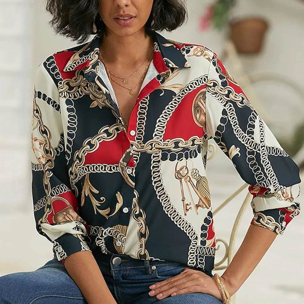 Buy Center Women's Long Sleeve Floral Blouse - Plus Size Office Chic - Buy Center UK