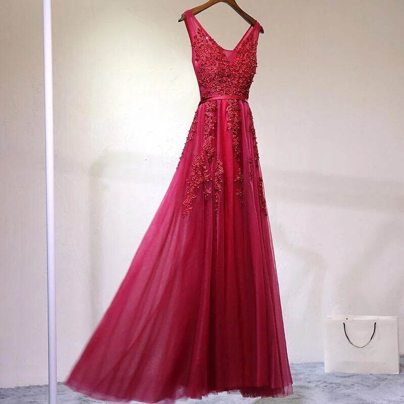 Buy Center Appliques Beading Evening Dress - Elegant Tulle Prom Dress - Buy Center UK