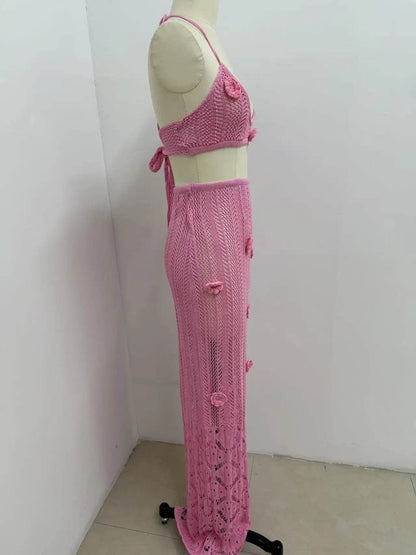 VEITCHE 3D Flower Halter Bikini Set - Backless and Elegant Beach Wear - Buy Center UK