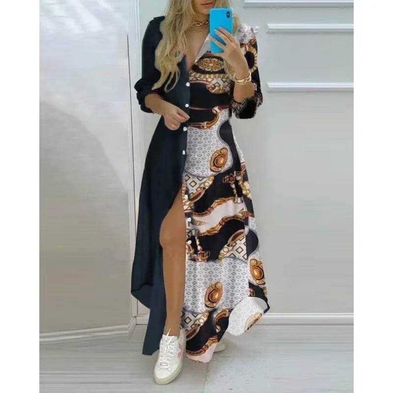 Women Boho Printed Long Shirt Dress - Casual Maxi Evening Style - Buy Center UK