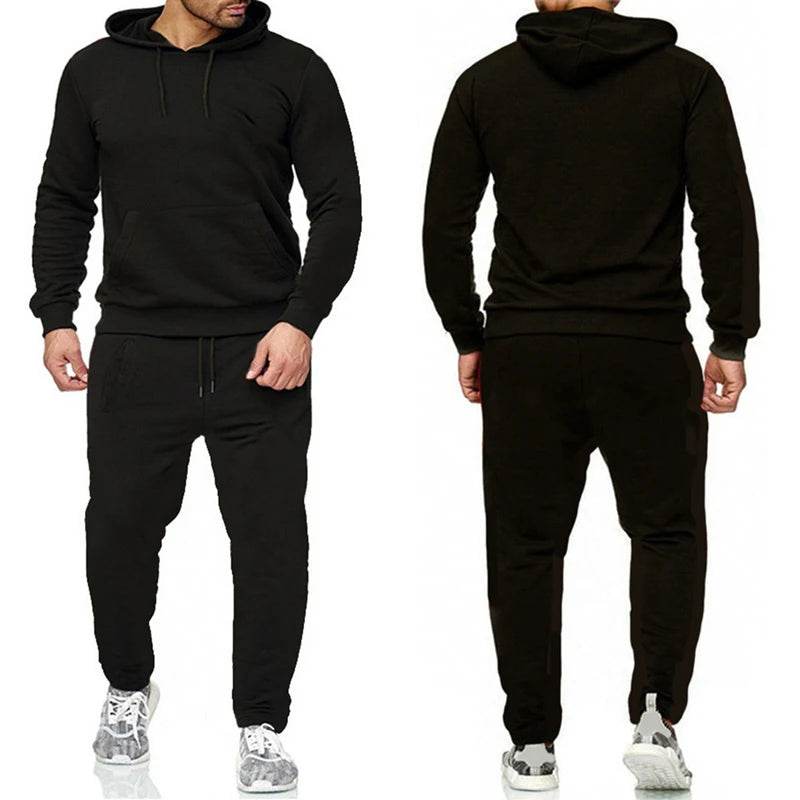 Buy Center Men's Solid Color Tracksuit - High-Quality Hoodie & Jogger - Buy Center UK